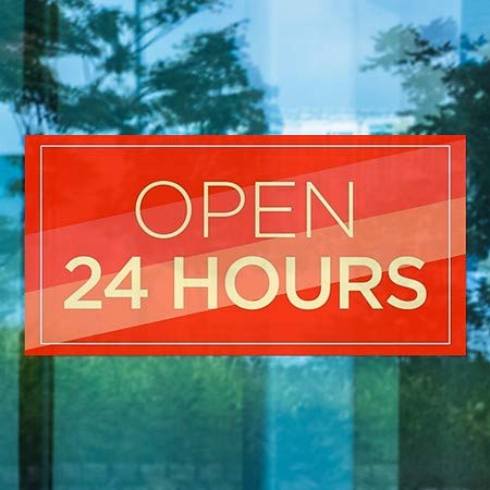 Cgsignlab | פתוח 24 שעות -חלון אלכסוני מודרני נצמד בחלון | 24 x12